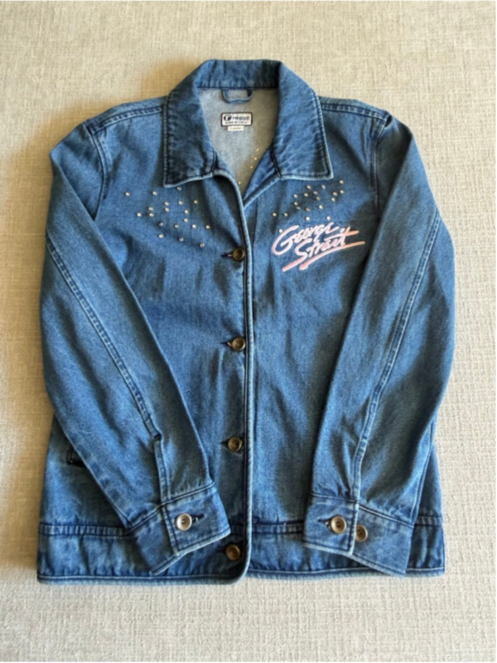 VTG George Strait Denim Jacket Womens Large Rhinestones Embroidered Strait Girl